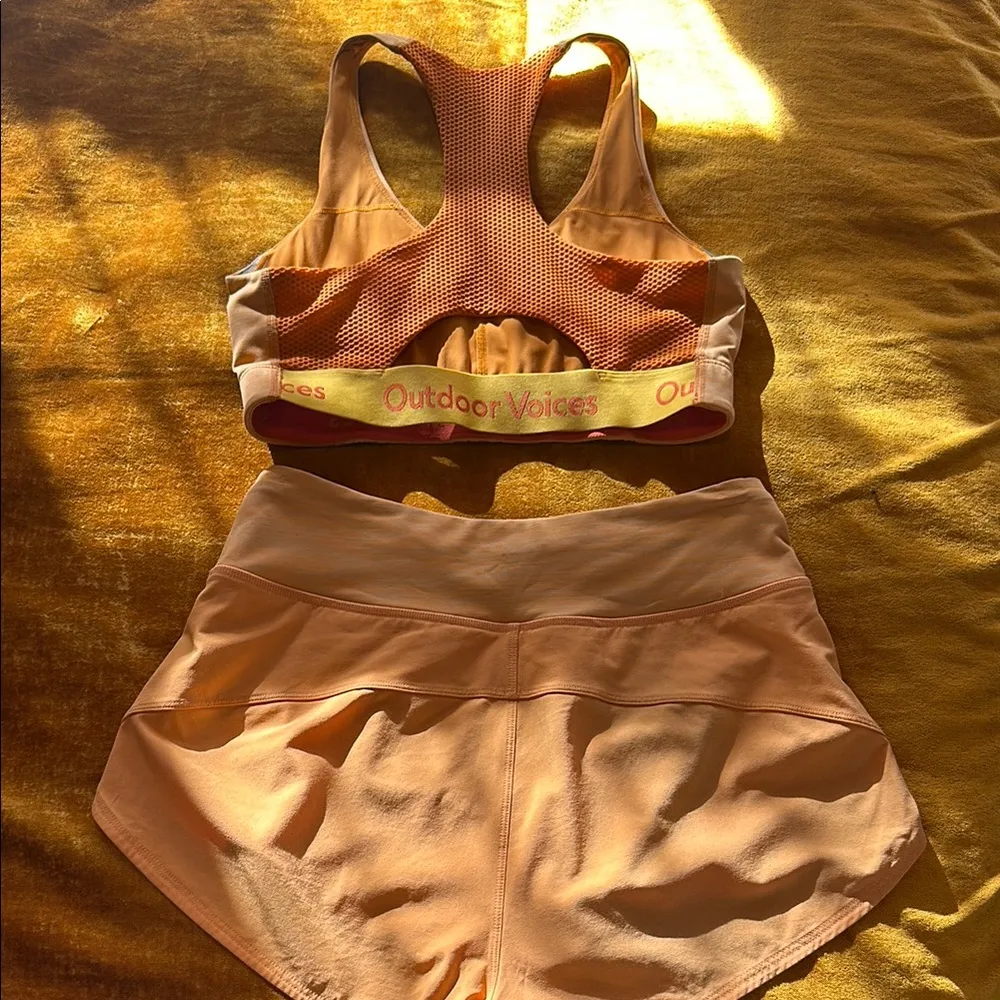 Orange Sports Bra and Shorts Set - Image 2