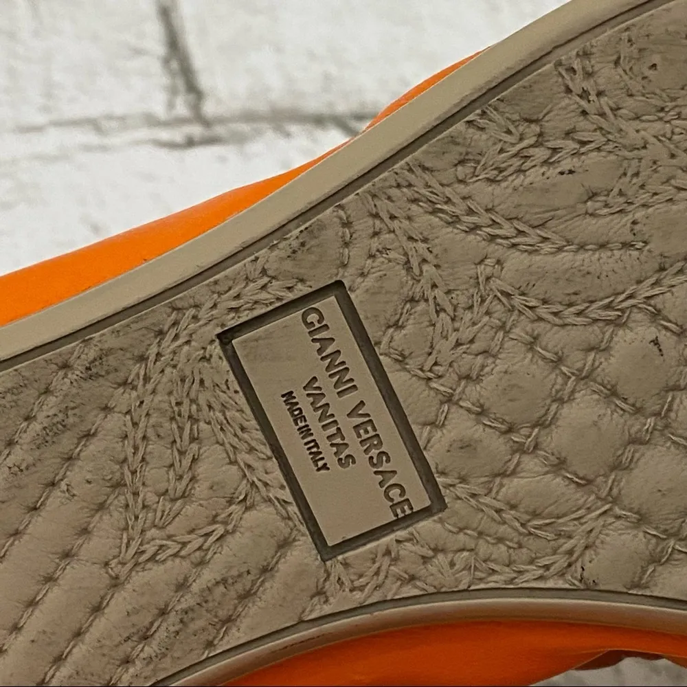 VERSACE Medusa Medallion Flats Orange/Red Color-block Ballerina Flats Size 41 - Image 12