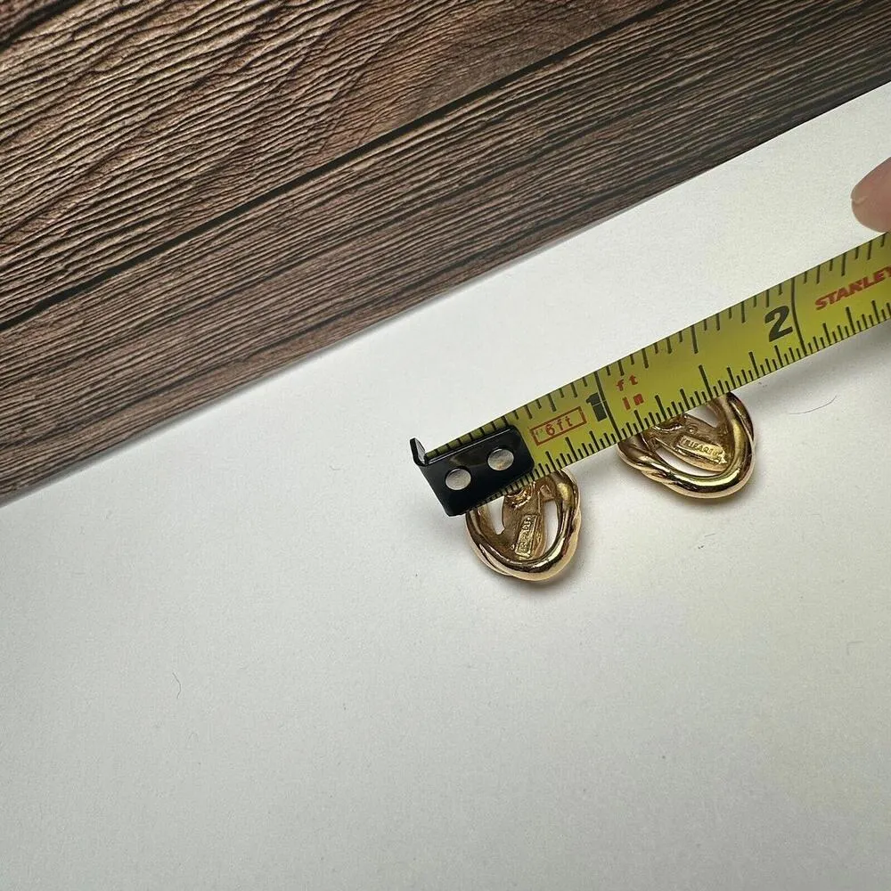 Trifari Gold Tone Stud Pierced Earrings Signed - Image 6