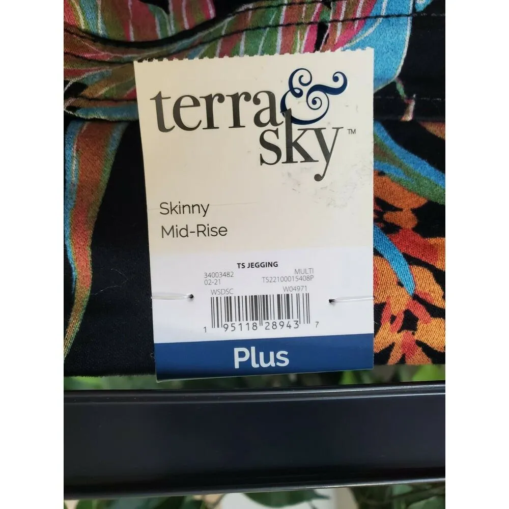 Terra & Sky Women Multicolor Floral Cotton Mid Rise Comfort Waist Skinny Pant 4X - Image 7