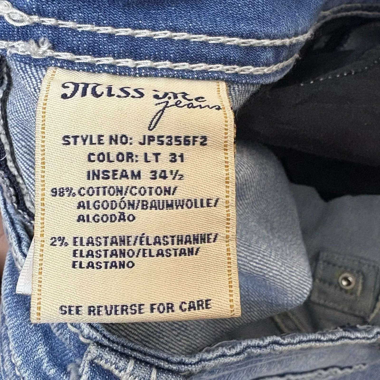 Miss Me JP356F2R Flare Women’s Light Wash Peace Sign Denim Jeans 30x33 - Image 10