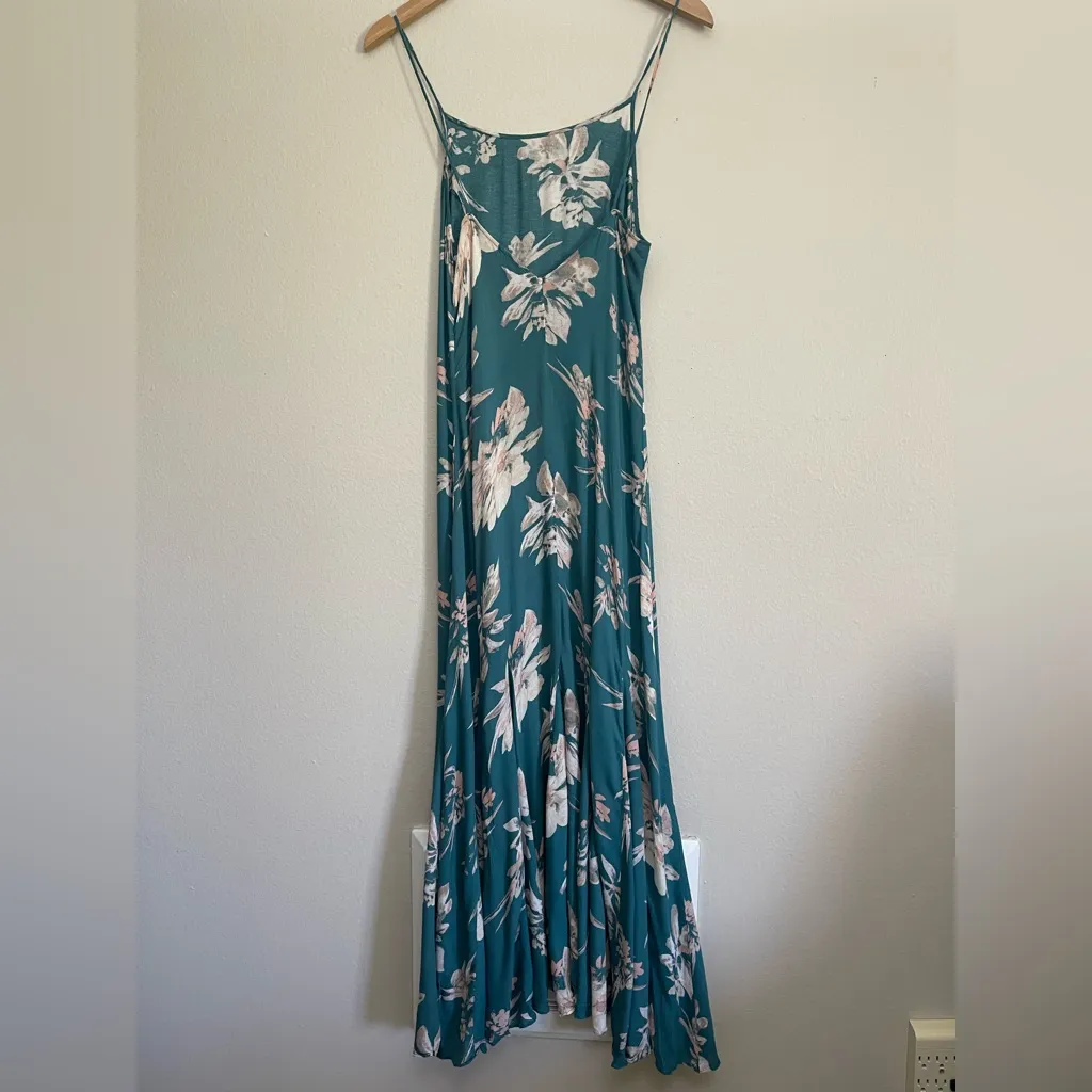 Free People Intimately Maxi Floral Strappy Dress in Emerald size XS - Image 4