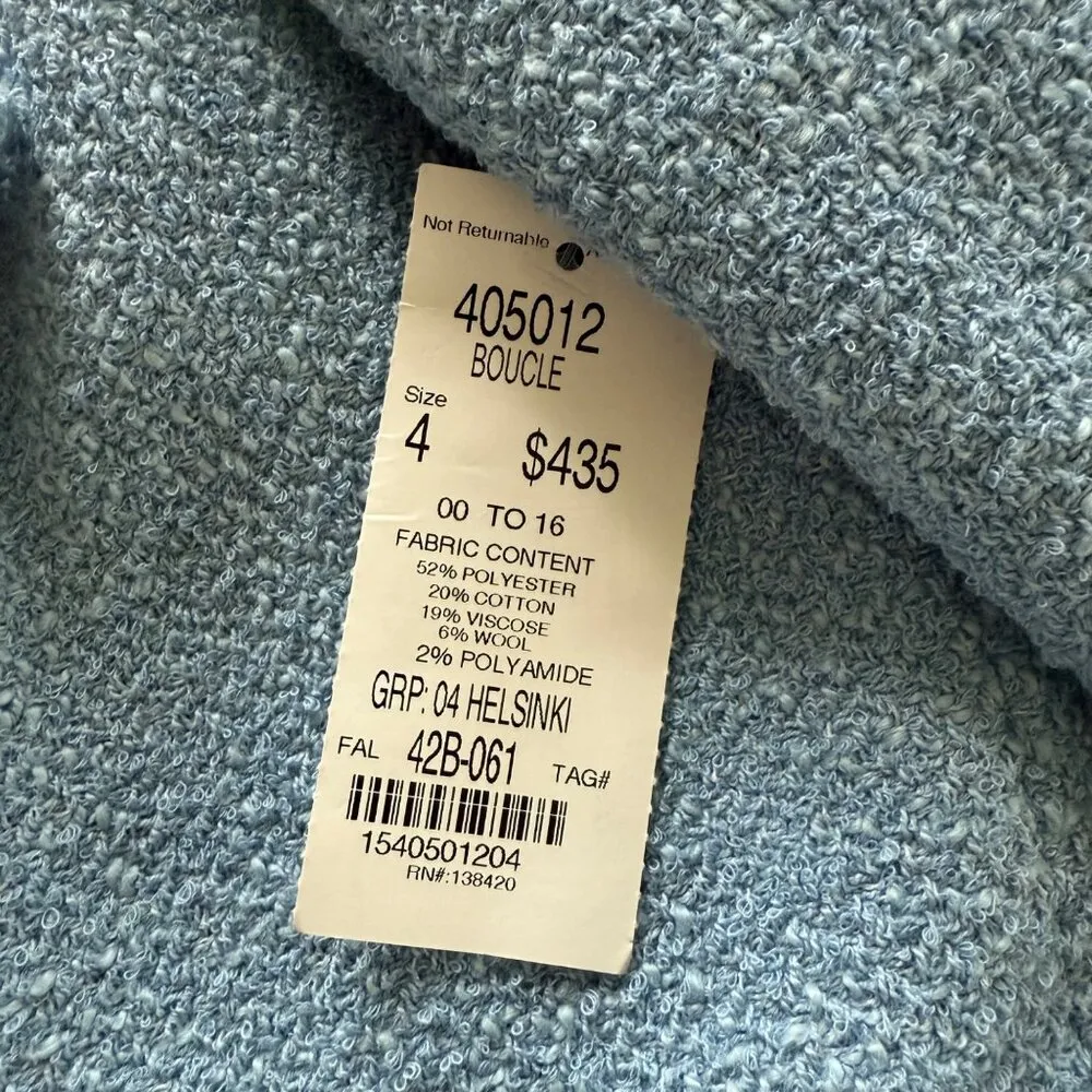 Etcetera Womens Blue Boucle Blazer Jacket Size 4 Polyester/Wool Blend MSRP $435 - Image 2