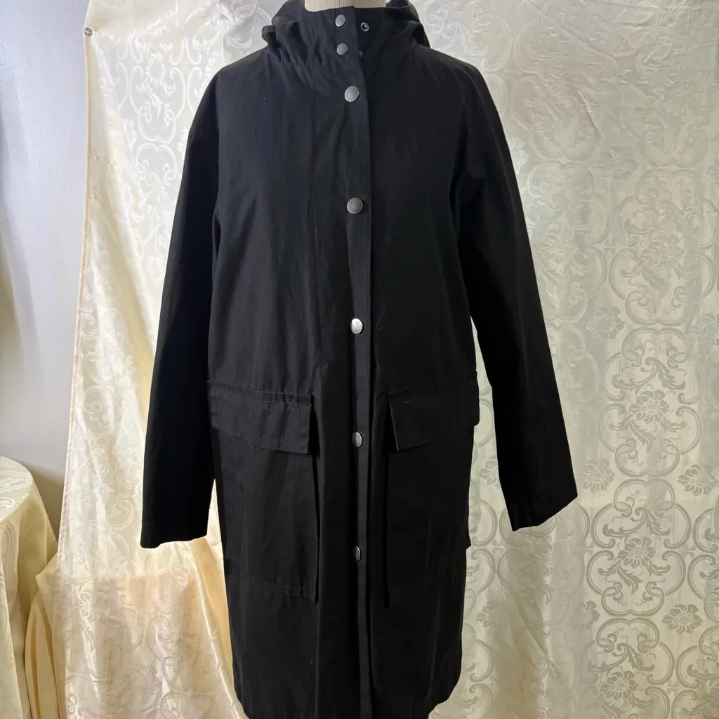 a new day Black Trench Utility Jacket with Hood - Image 7