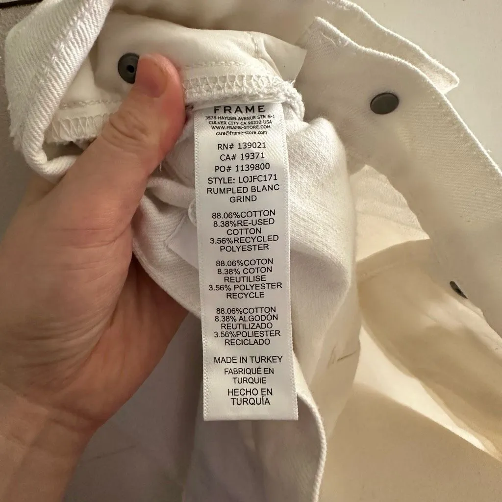 Frame Women’s 24 White Le Original Rumpled Blanc Grind Jeans Button Fly - Image 7