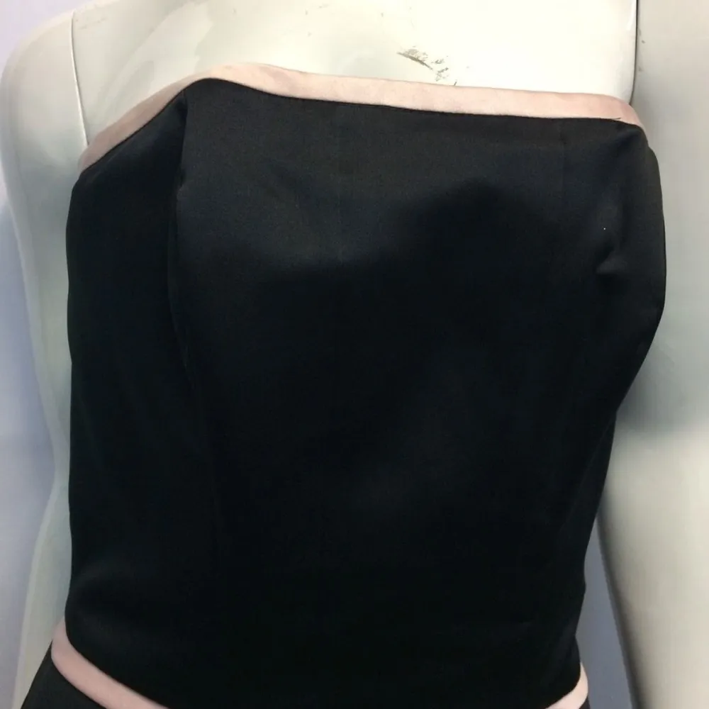 Mori Lee Dress 9 10 Flare Pink Ribbon strapless - Image 5