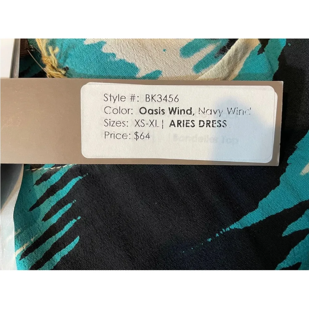 NWT Bel Kazan Women's Aries Shift Dress In Oasis Wind Abstract Print Sz Small Black - Image 7