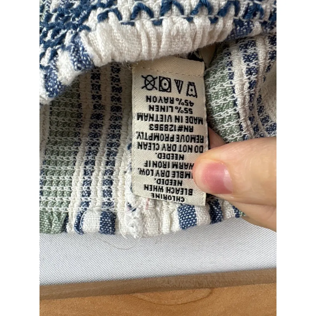 Women’s Indigo Rein XL White, Green, & Blue Linen Pants - Image 4