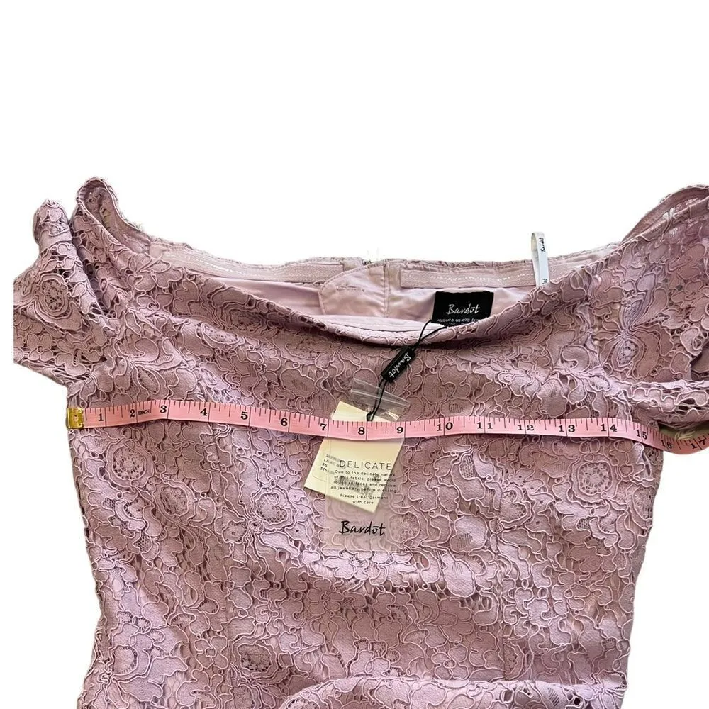 Bardot Solange Lace Midi Dress Purple Lilac 3/4 Bell Sleeves NWT - Image 9