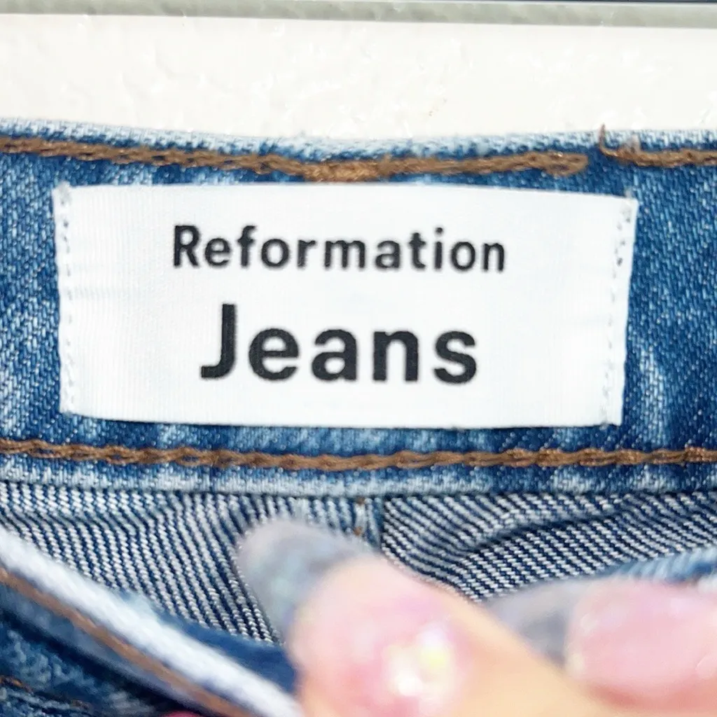 Reformation Cynthia High Rise Straight Leg Colorado Button Fly Jeans - Image 6