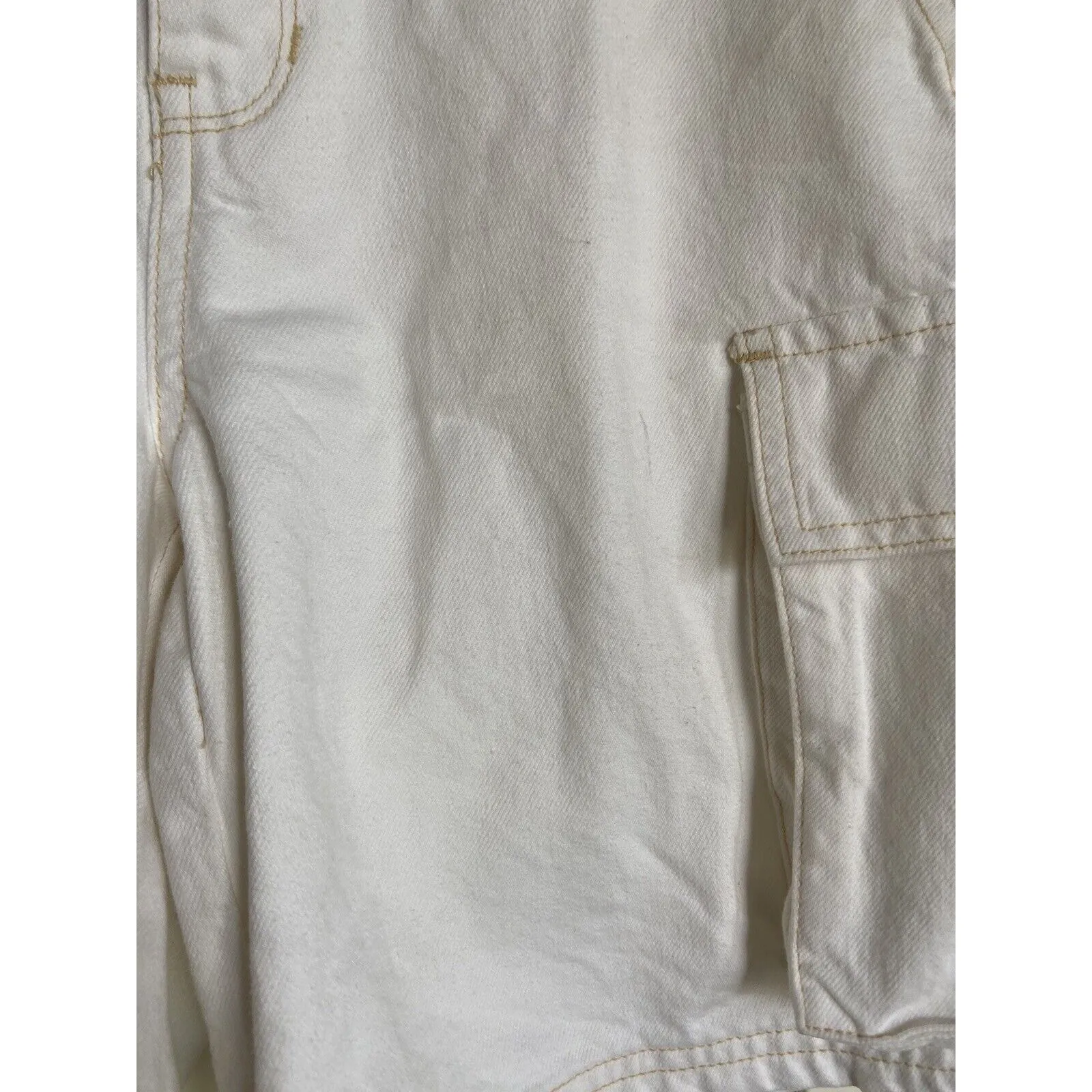PacSun Womens Shorts Sz S‎ Boy Fit Cargo Shorts Off White Denim Pockets - Image 5