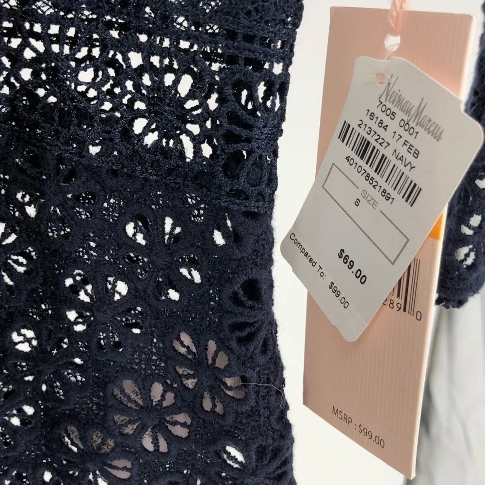 Nanette Lepore Navy Floral Lace Peplum Elbow Sleeve Top NWT - Image 9