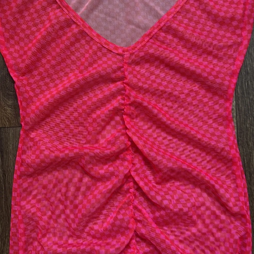 Missguided  Mesh Checkerboard Ruched Mini Dress - Image 2