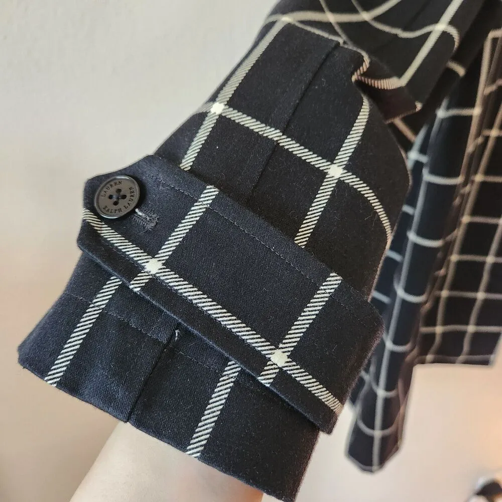 Lauren Ralph Lauren Black White Window Pane Coat Jacket Hidden Buttons Sz L Size L - Image 5