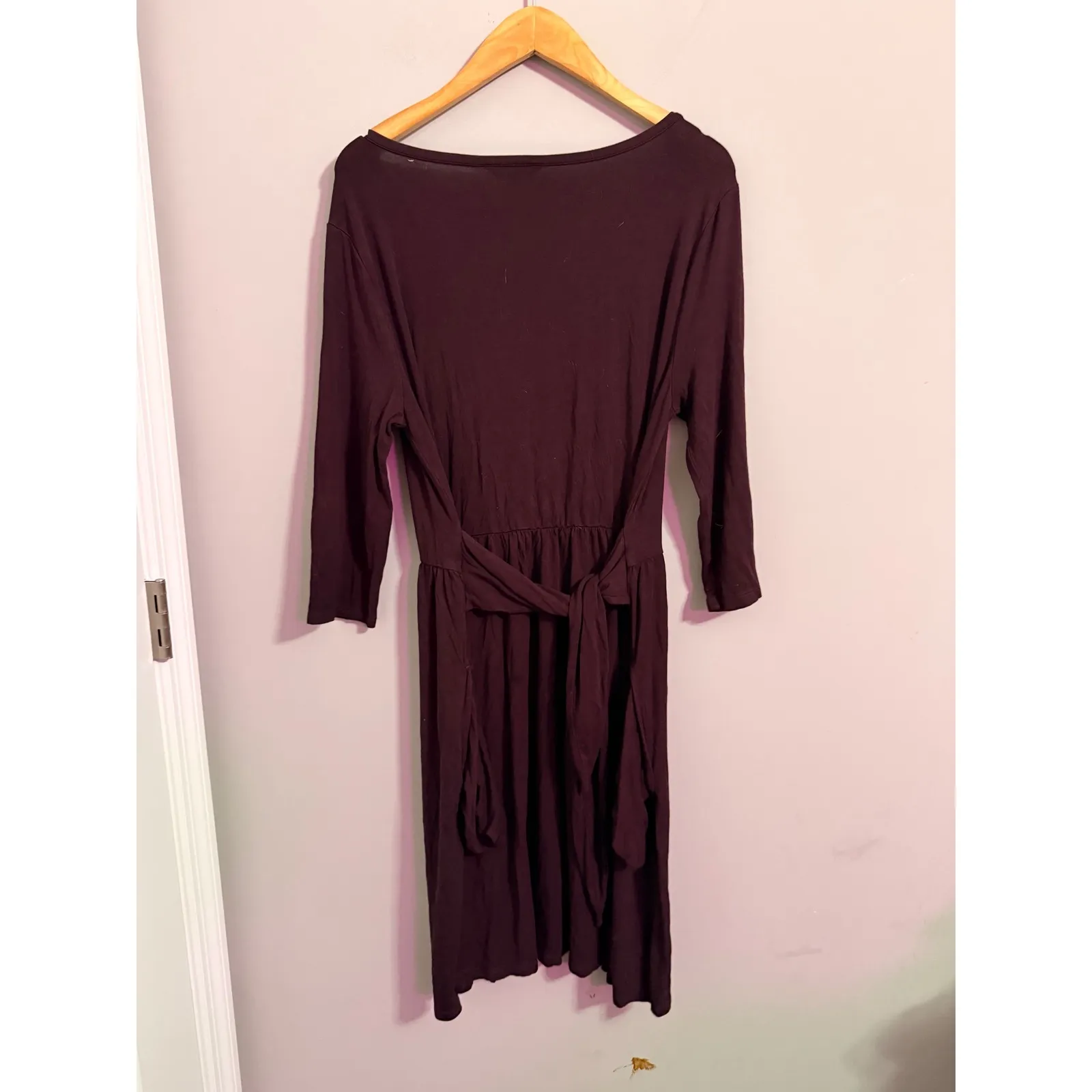 Matilda Jane Burgundy Gathered Waist Dress 3/4 Sleeve XL - Image 3