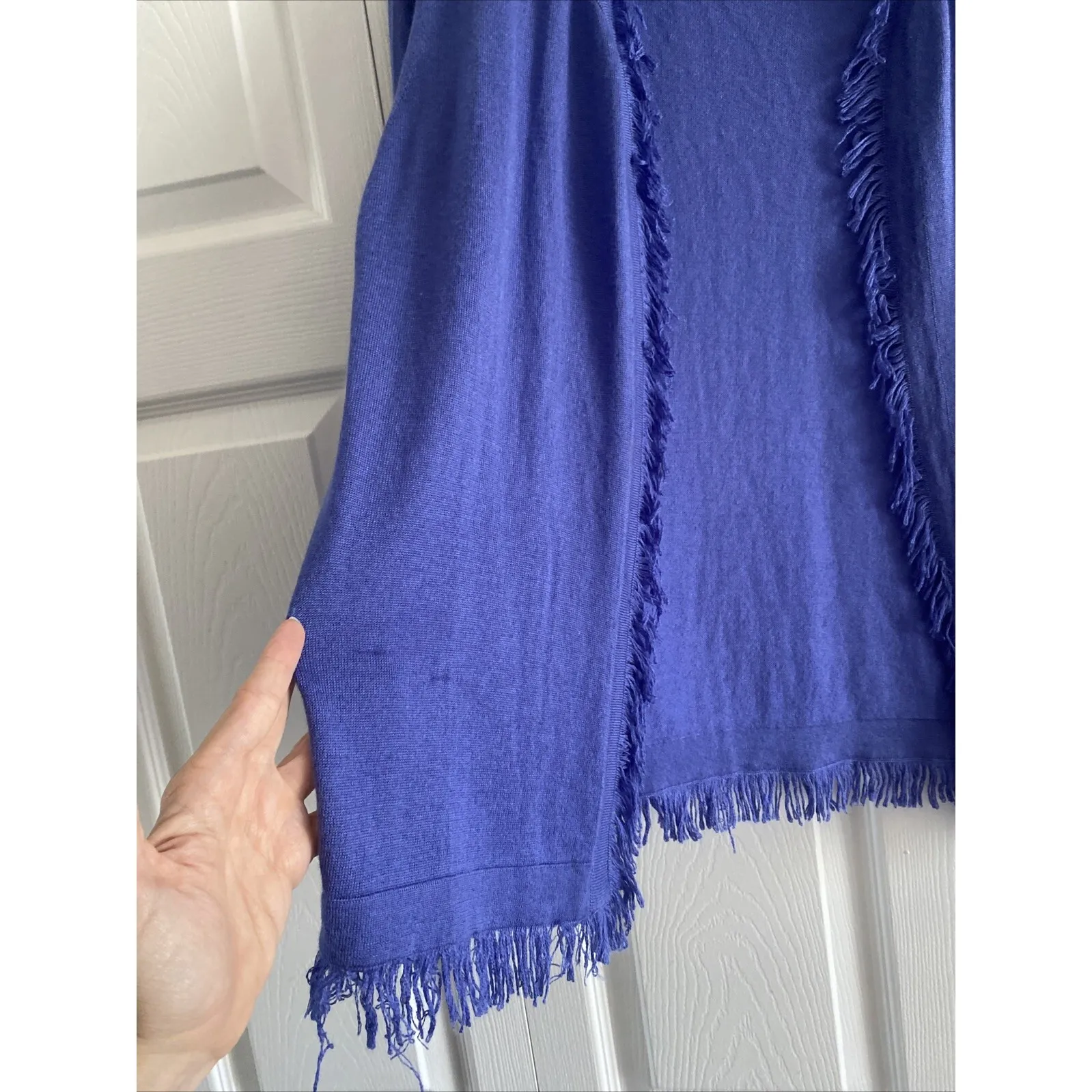 Diane Snyder Womens Medium Cashmere Silk Fringe Purple Open‎ Cardigan Quiet Lux - Image 6