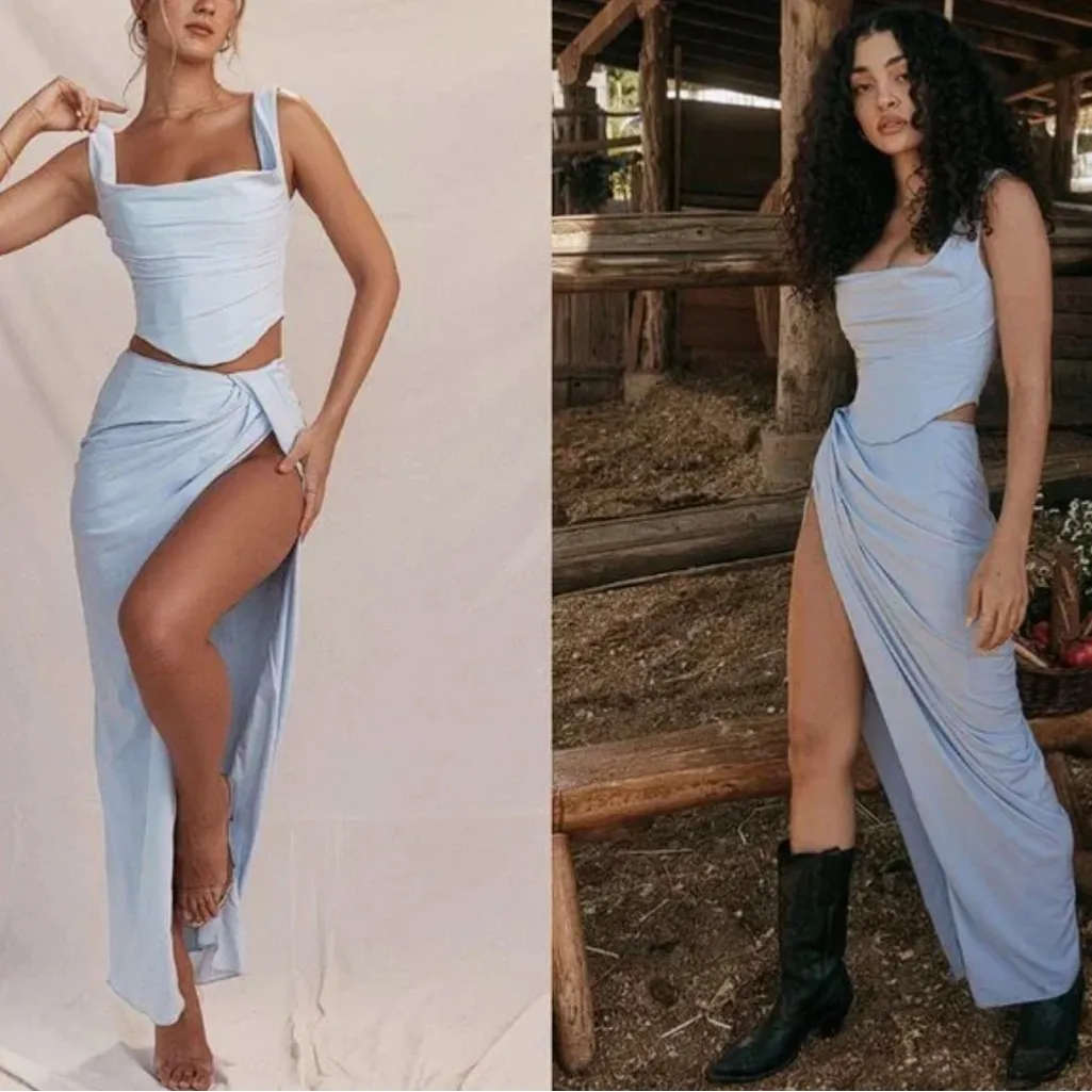 NWT House of CB 'Vesper & Una' corset two piece set in Soft Blue Lighter Size XS - Image 2