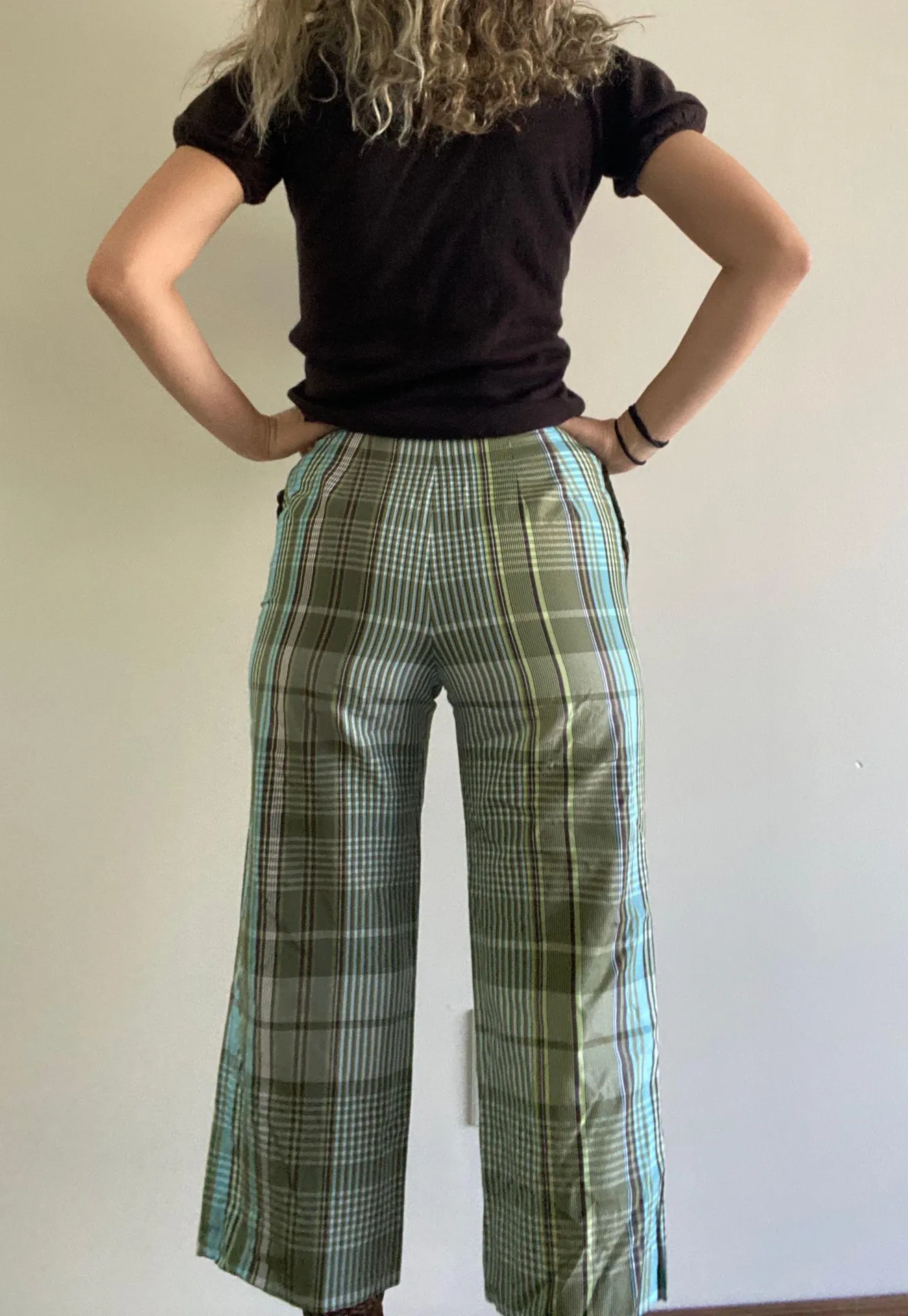 Green Plaid Fairy Cropped Pants Vintage Size 2 - Image 5
