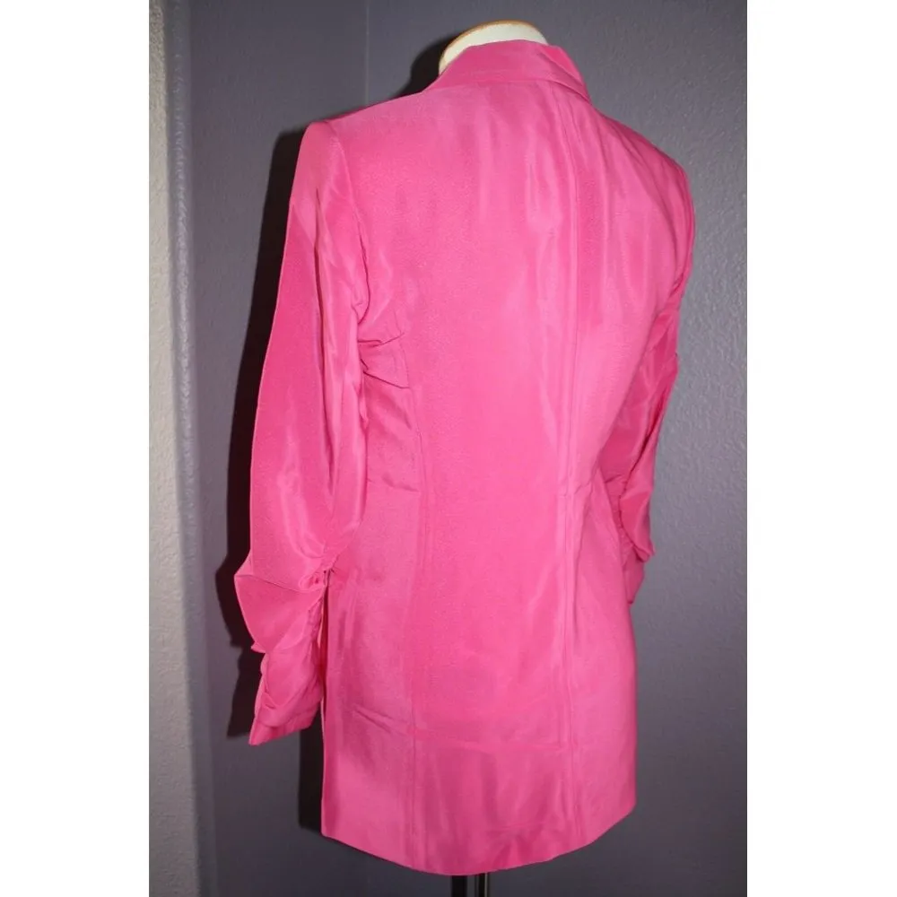 NWT Elizabeth & James Heather Blazer in Fuchsia Pink Ruched Sleeve Crepe  4 $495 - Image 13