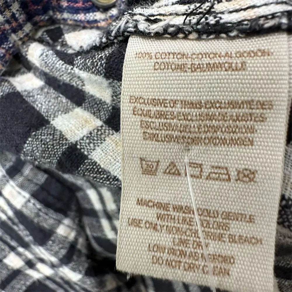 Free People Womens Black Plaid Button-Up Pleated Shirt Size M Grunge Western 90s - Image 6