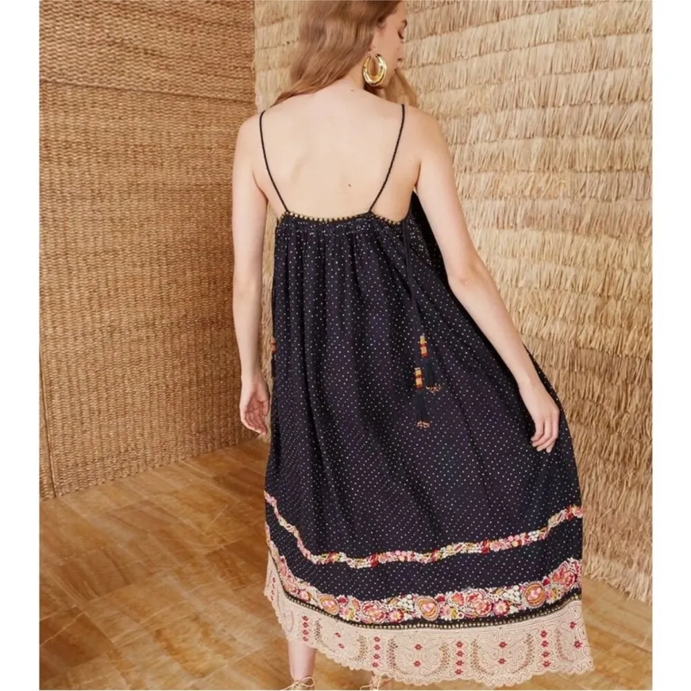 ULLA JOHNSON Nara Folk Embroidered Shibori Patchwork Midi Shift Dress Size 2‎ - Image 3