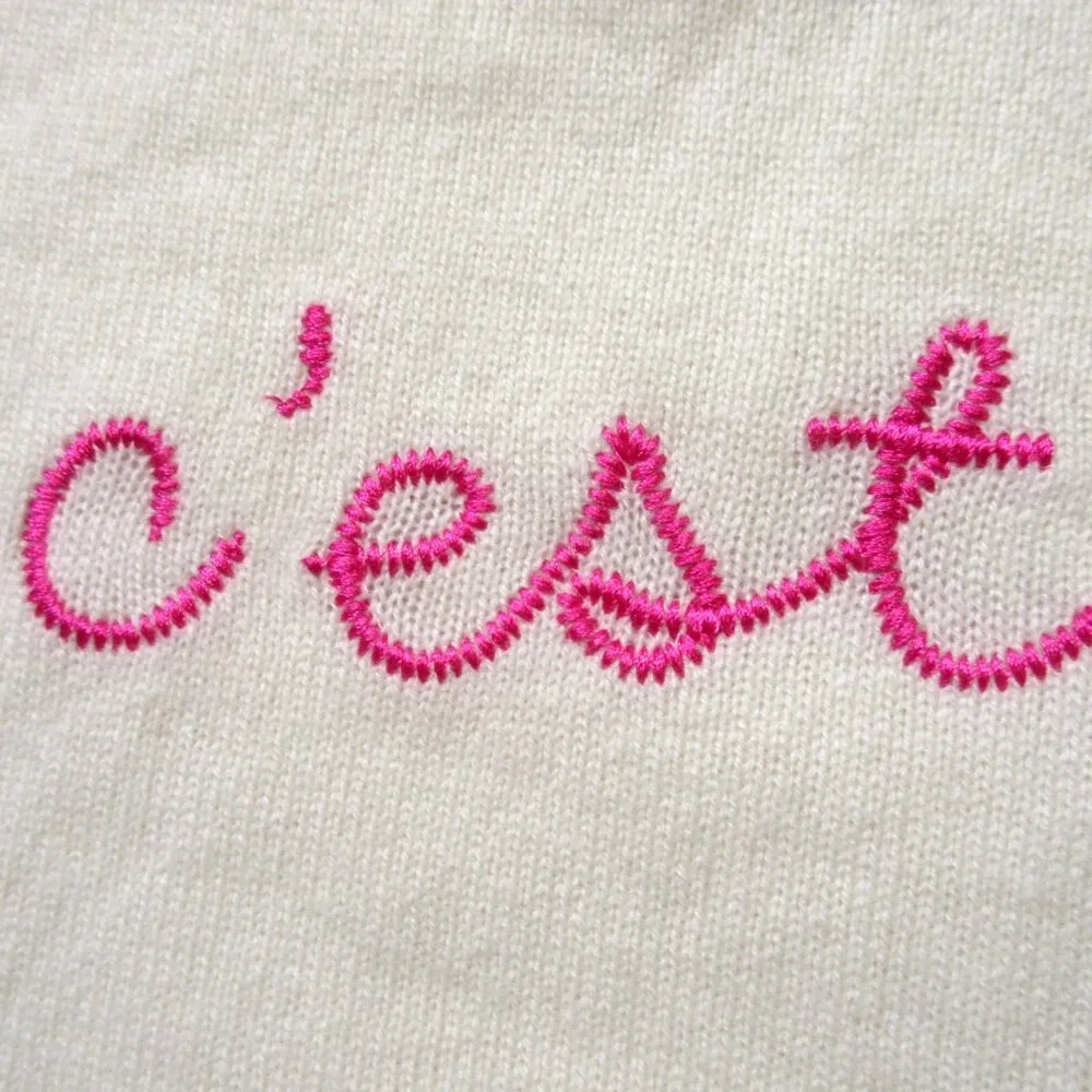 NWT Kier + J C'est La Vie Cashmere Crewneck in Ivory Pullover Sweater M Size M - Image 2