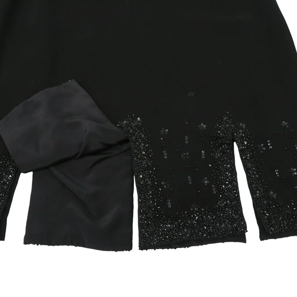 NWT Badgley Mischka $1990 Beaded Embellished Black Evening Car Wash Hem Skirt 12 - Image 3