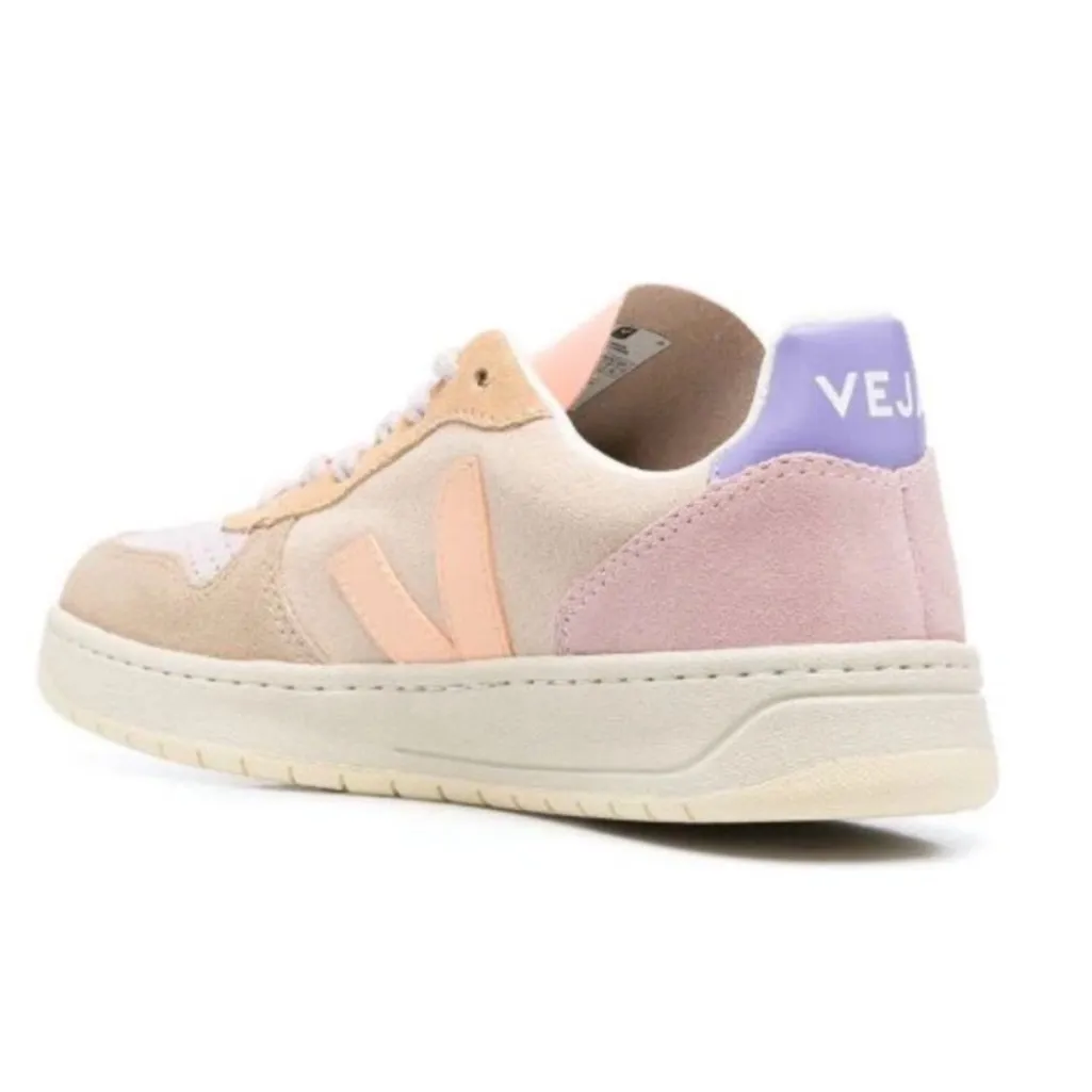 VEJA V-10 Multicolor‎ Peach Leather Low Top Sneakers NWT in box Size 6 - Image 4