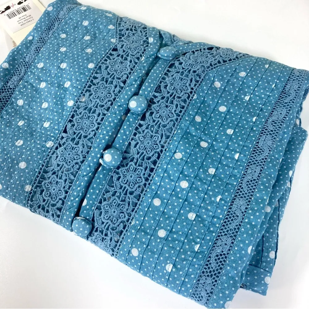 LoveShackFancy Gavilan Top Shirt Blue Bonnet Medium NWT - Image 5