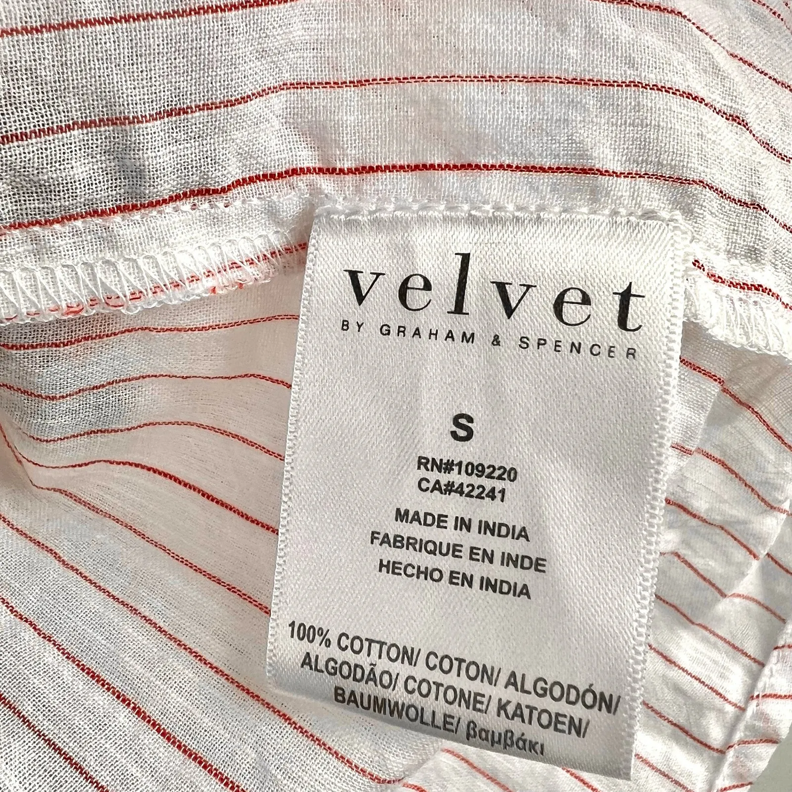 Velvet by Graham & Spencer Rina Embroidered Blouse Small Striped Tassel - Image 7