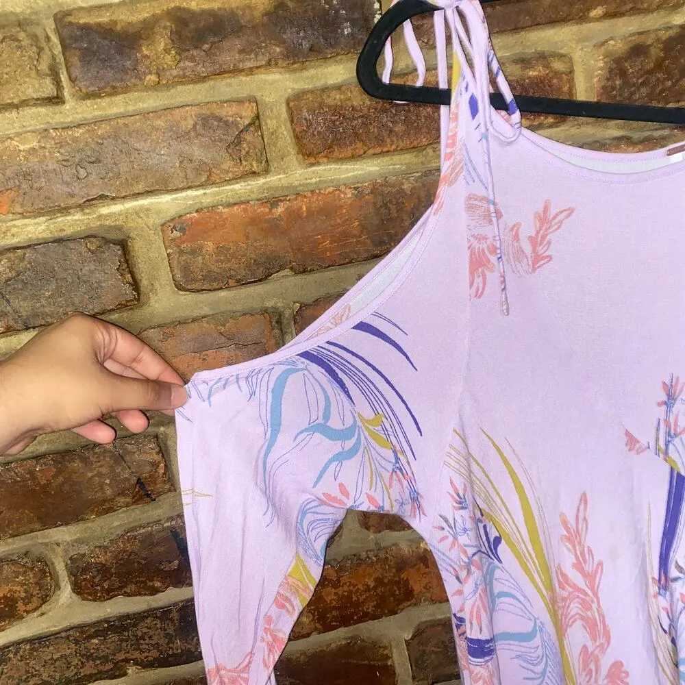Free People Lavender Lilac Purple Floral Clear Skies Tunic Mini Dress Size Small - Image 7