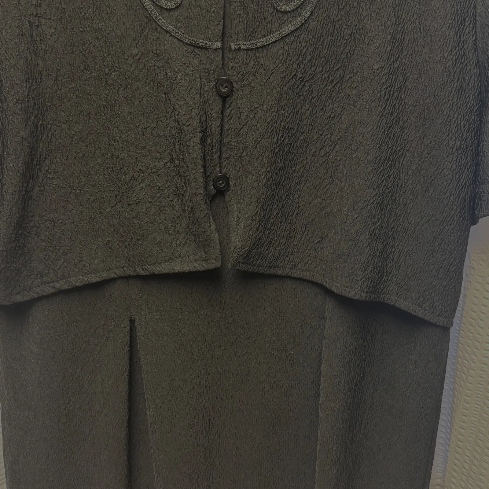 Vintage 90s Y2K Jillian Black Button Front Bodice Dress Sz14 USA Made Embroidery Size 14 - Image 2