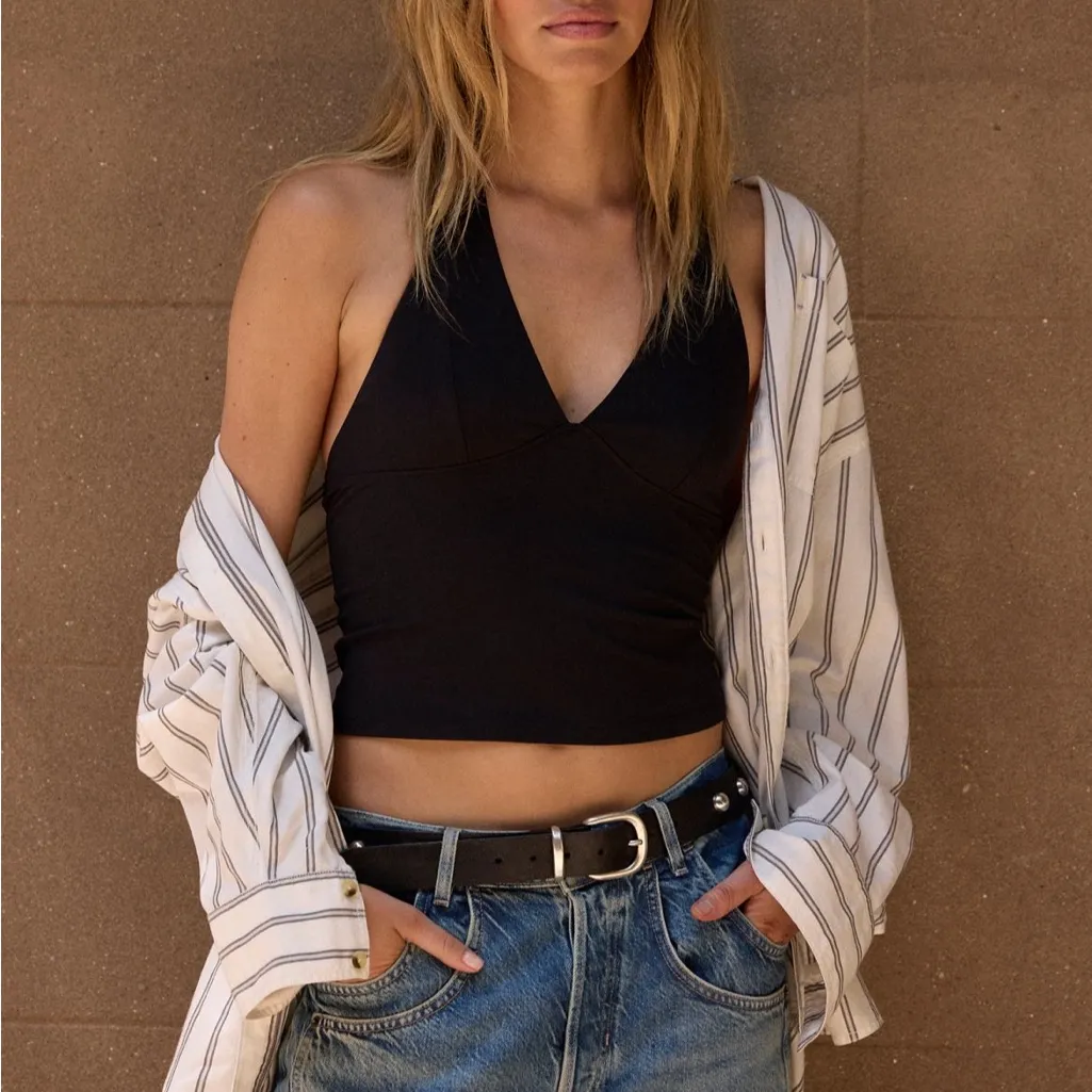 Free People Still Here Halter Cami Large Black - Image 2