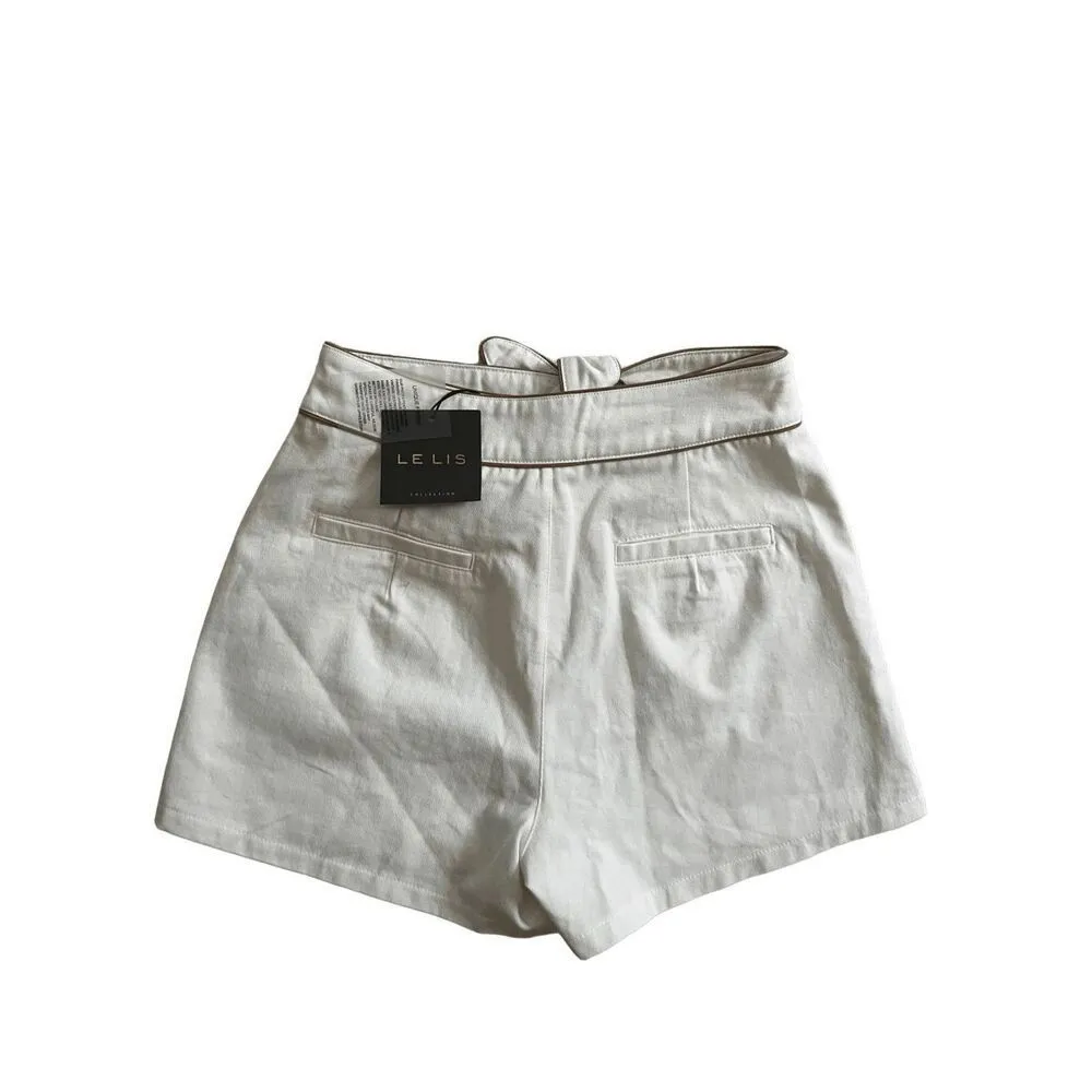 Le lis ivory denim tie shorts - Image 4