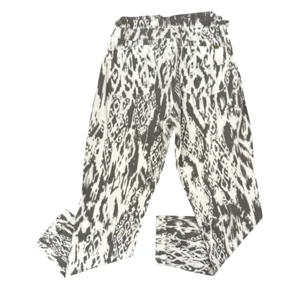 XCVI Gray and White Ikat Boho Mid Rise Cuffed Drawstring Pants Size Large - Image 2
