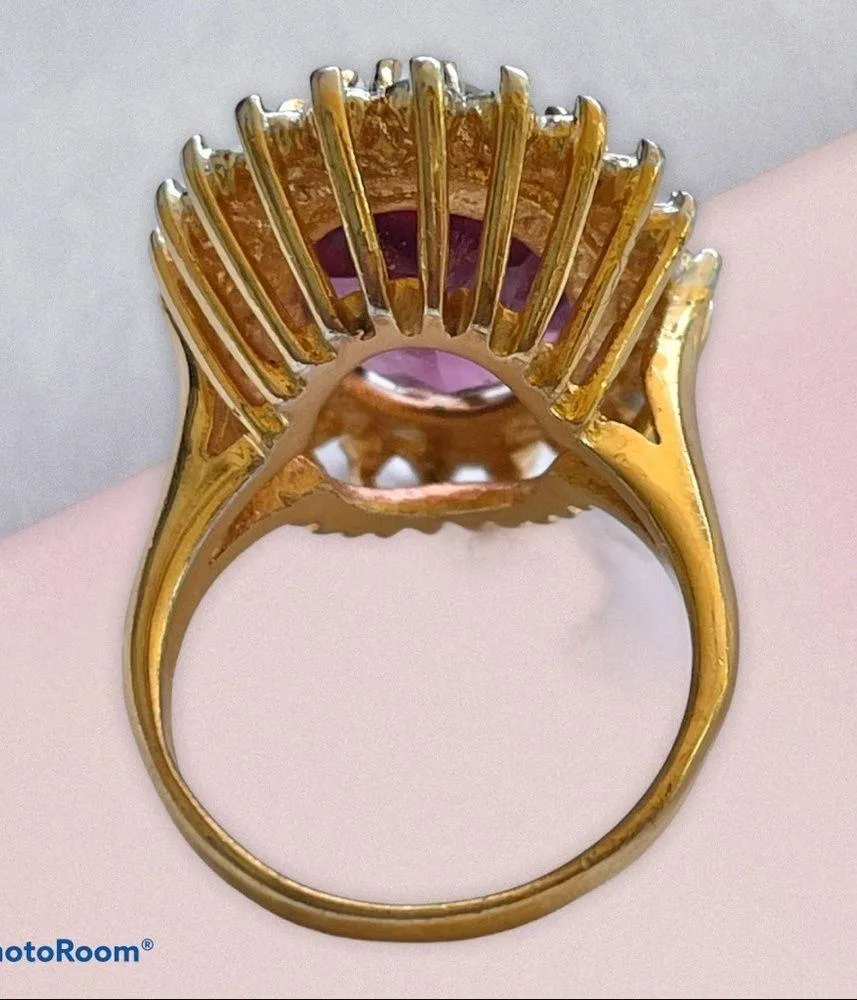 Amethyst Vintage 18K HGE stamped  ring - Image 5