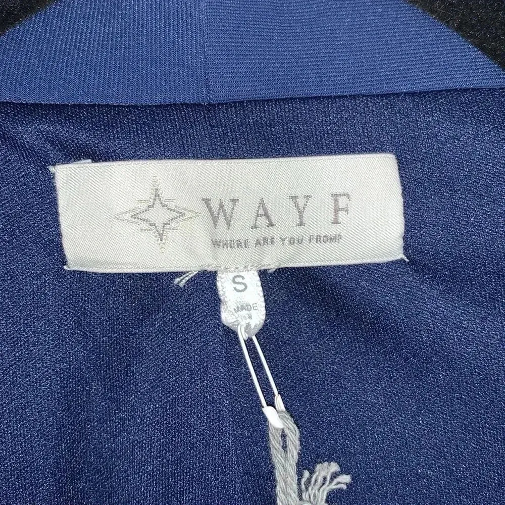 WAYF Feather Trim Navy Blue Blazer Size S - Image 6