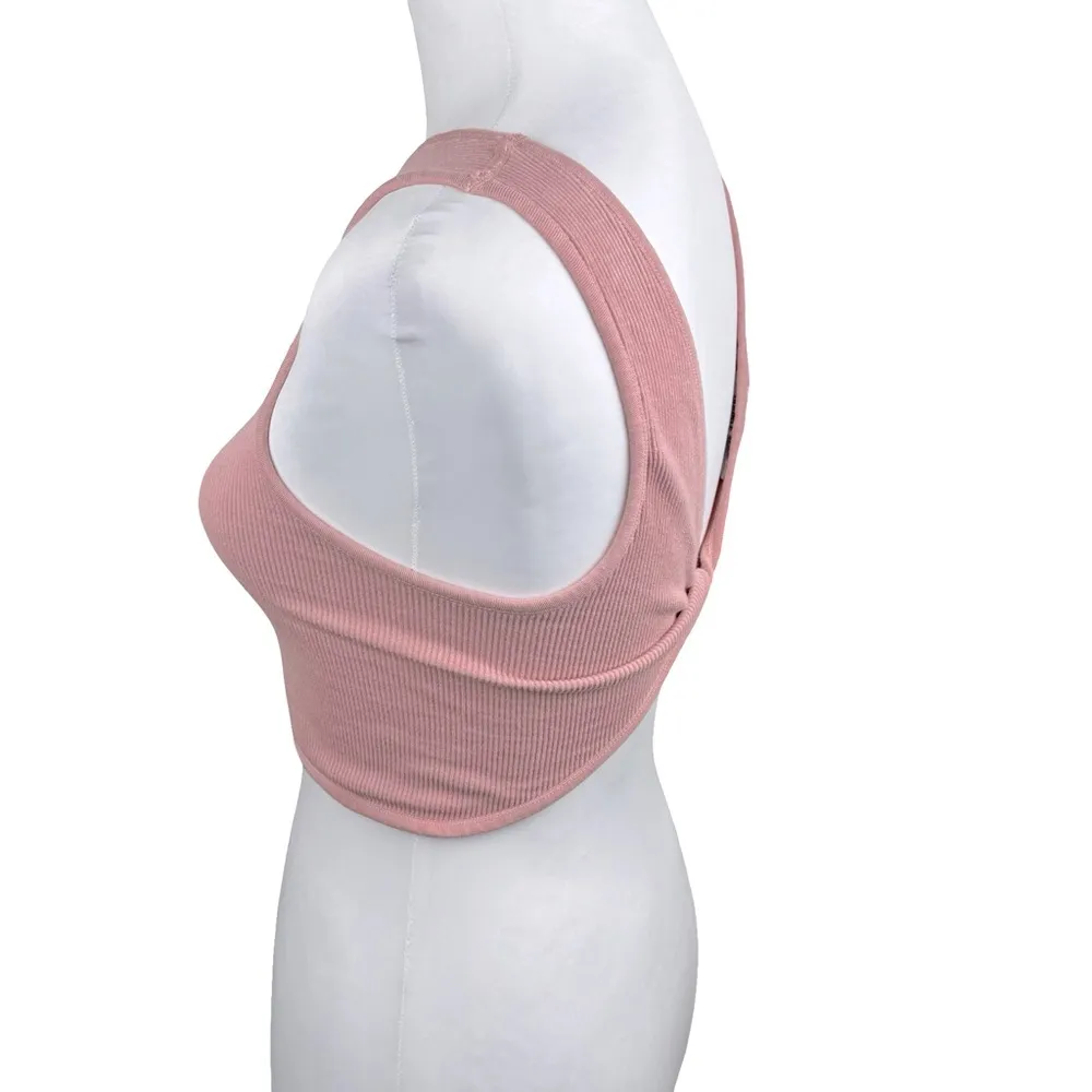 Double Zero Pink Twist Back Seamless Robbed Crop Tank Top Size Medium - Image 8