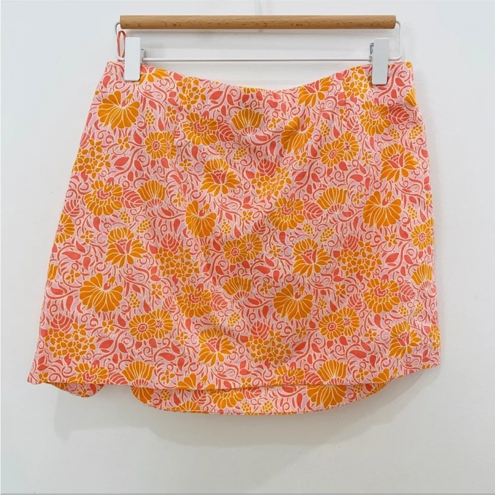 Zara mini skirt in peachy orange floral NWT - Image 7
