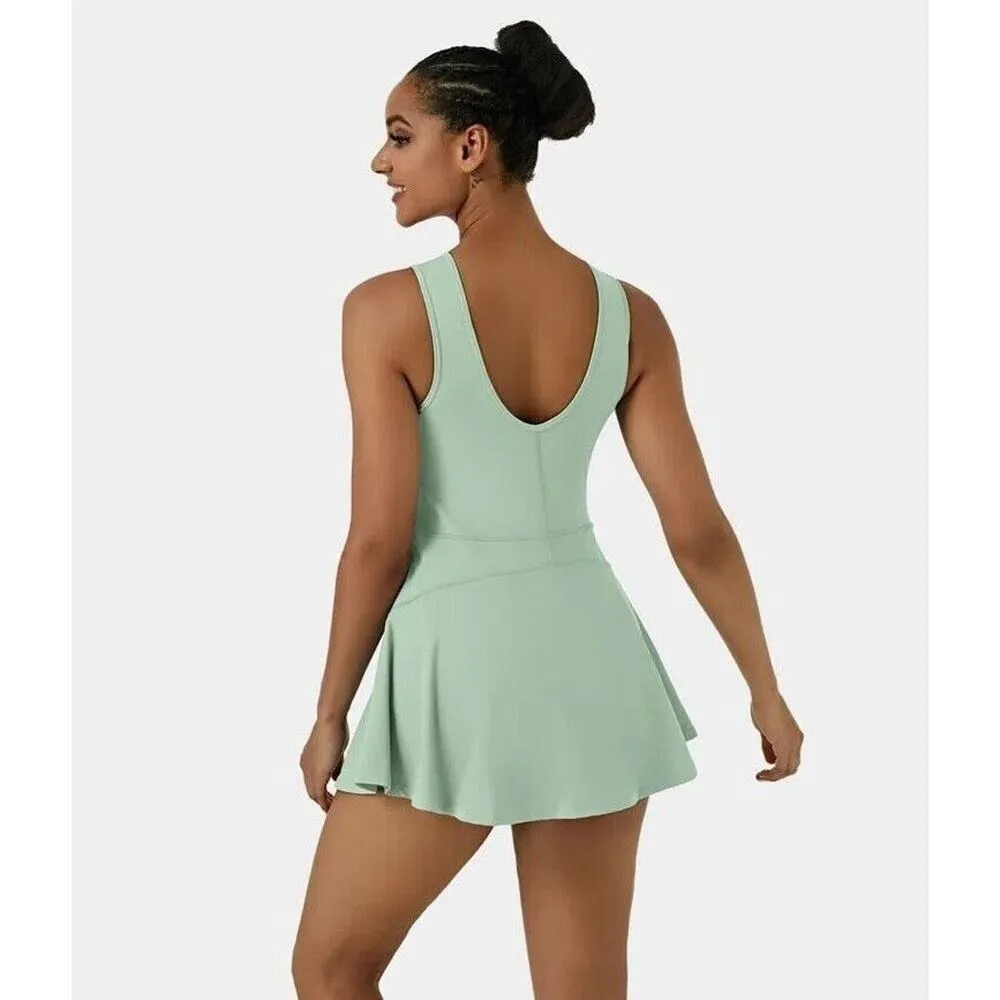 Halara Everyday Stretchy 2in1 Flare Golf Dress Casual BFF Bean Green NWT XS - Image 2