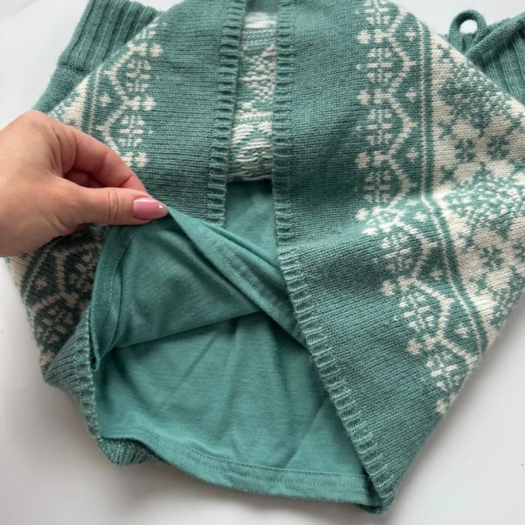 Vintage Fair Isle Y2K 2000’s Apres Ski Green Mini Skirt Size XS Boho Hippie - Image 5