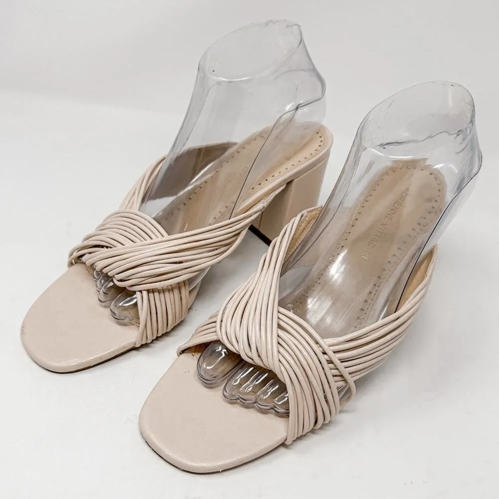 NEW Adrienne Vittadini Annalee Ivory Strappy Sandal Mule Heel, Size 9.5 - Image 3