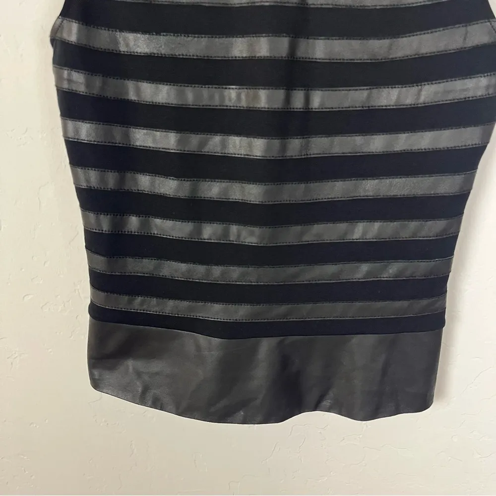 Theory Black Stripe Goat Leather Tank Top - Image 4