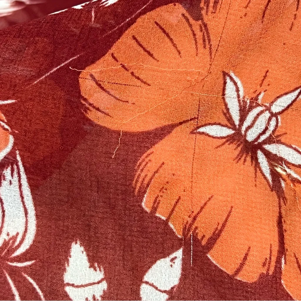 Cabi size M hot house red Orange blouse sheer floral button up long sleeve top - Image 9