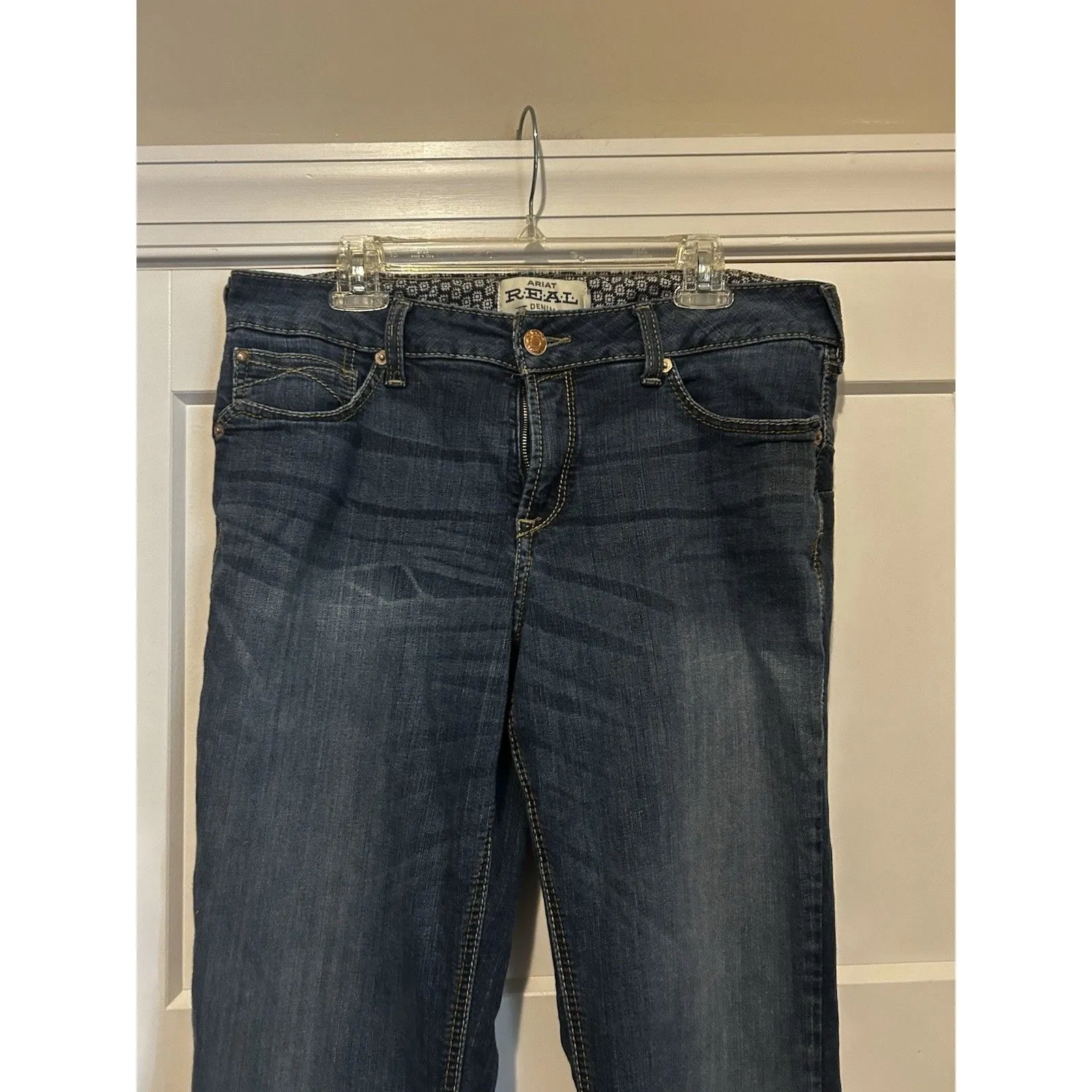 ARIAT REAL Jeans Women Sz 32R Boot Cut MidRise Stretch Cowgirl Western Work Jean - Image 2