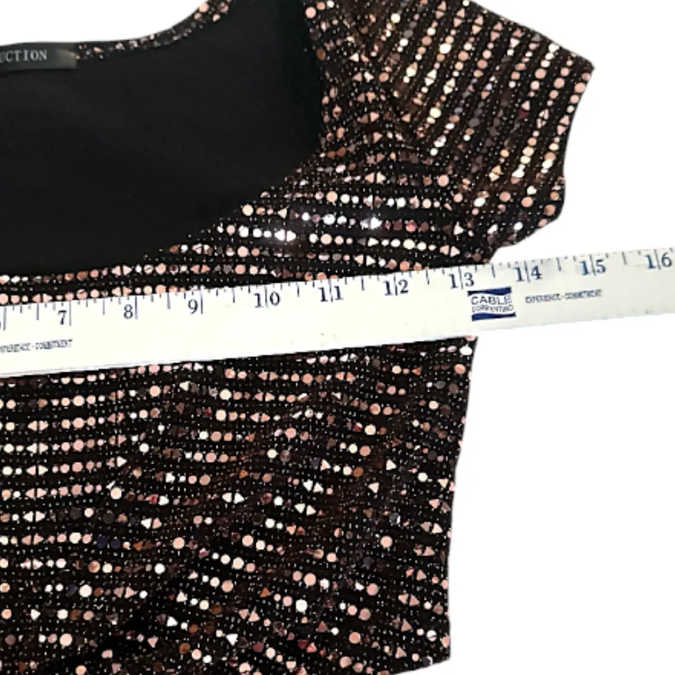 Boutique Chic Zigzag Patterned 2pc Skirt Set Black and Gold Dress - Image 5