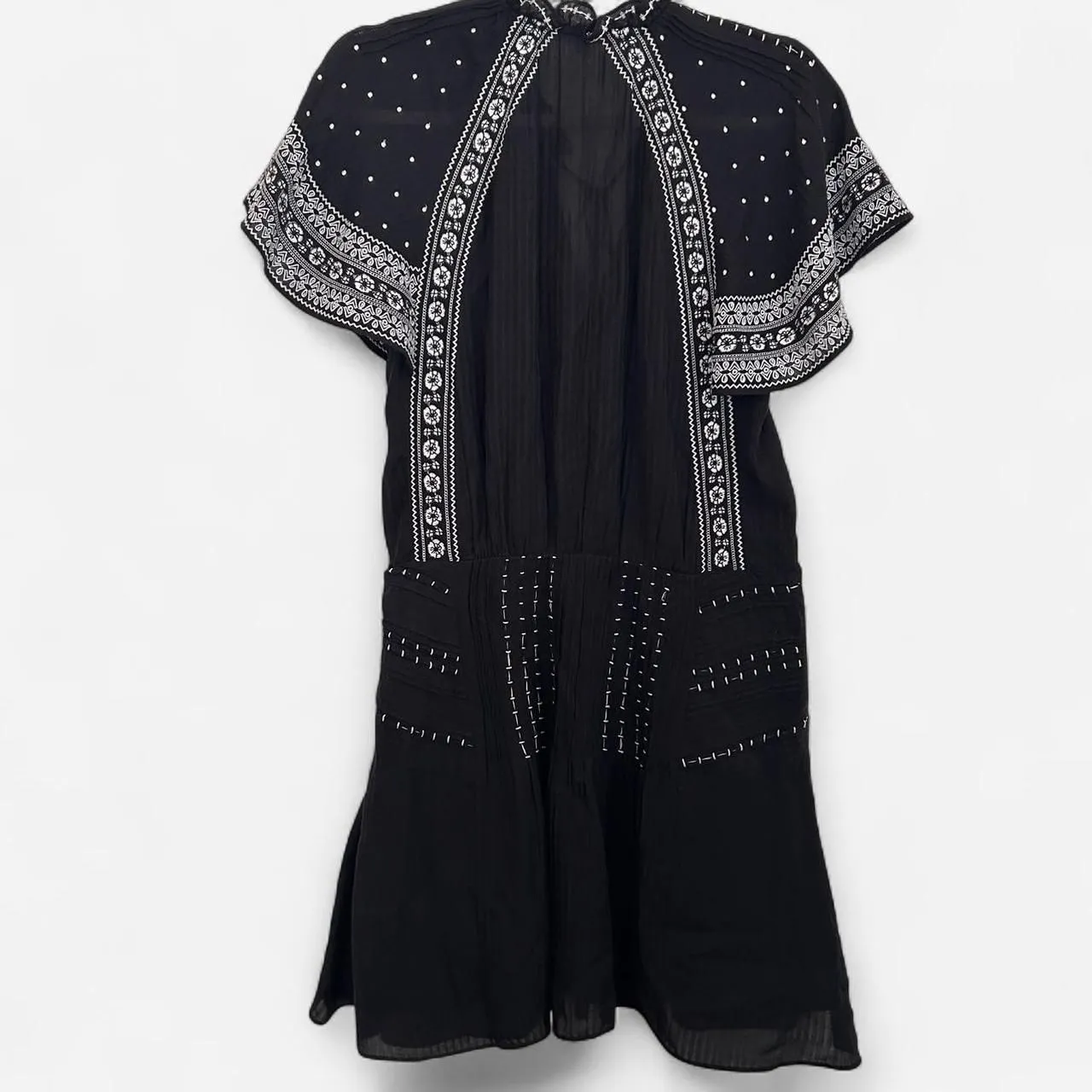 Veronica Beard Minos Embroidered Flutter Sleeve Mini Dress – Silk-Blend Boho 6 - Image 5