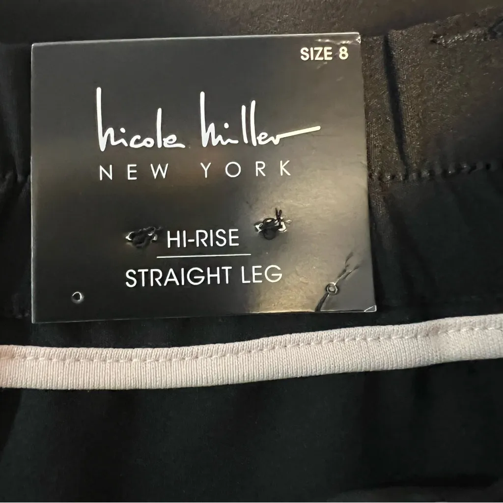 Nicole Miller Hi-Rise straight leg dress pants black size 8 4-way stretch NWT - Image 6