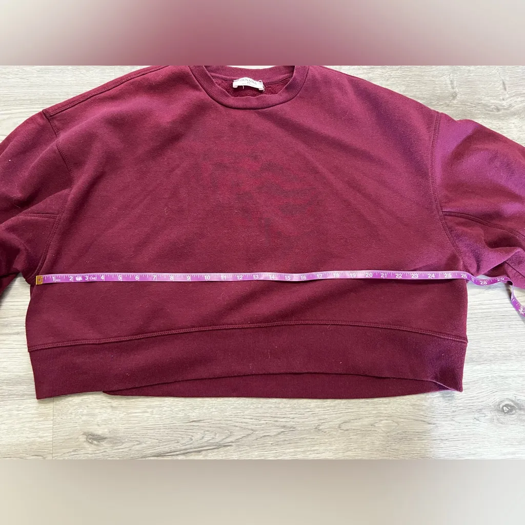 Zenana Cropped Sweatshirt with Balloon Sleeve arms size XL - Image 4