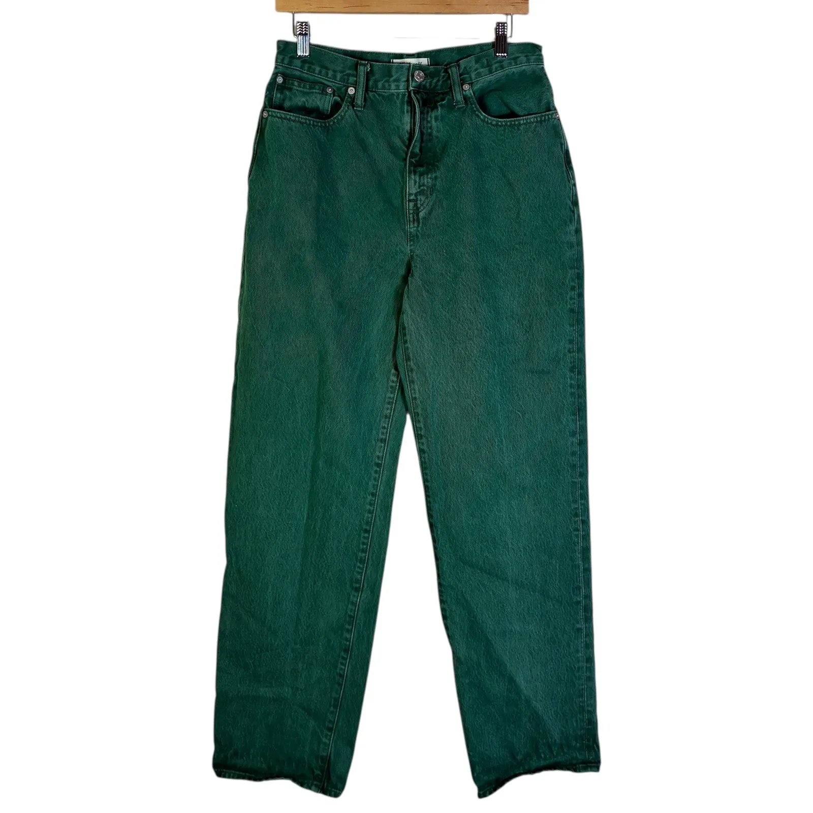 Madewell Womens Baggy Straight Rigid Jeans Size 29 Green Everyday Minimalist - Image 2
